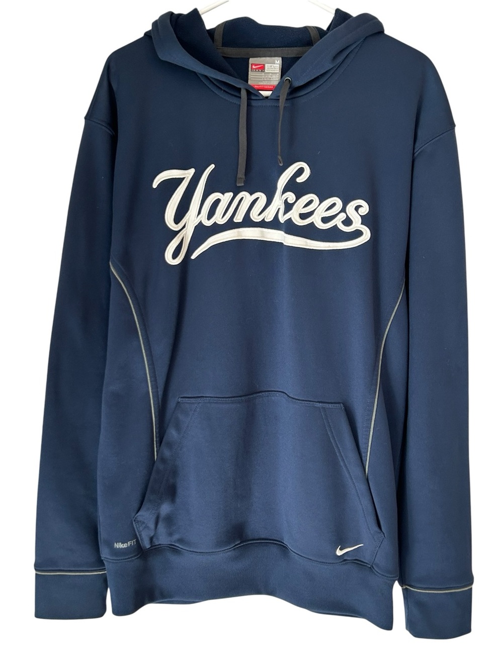 Nike Hoodie Mens Large Navy Blue New York Yankees MLB NikeFIT THERMA Pullover M